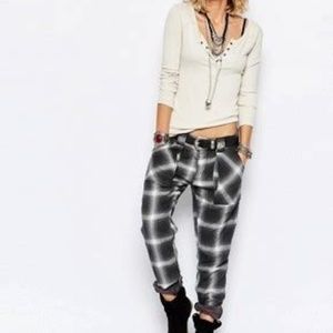 Free People Plaid Utility Pants